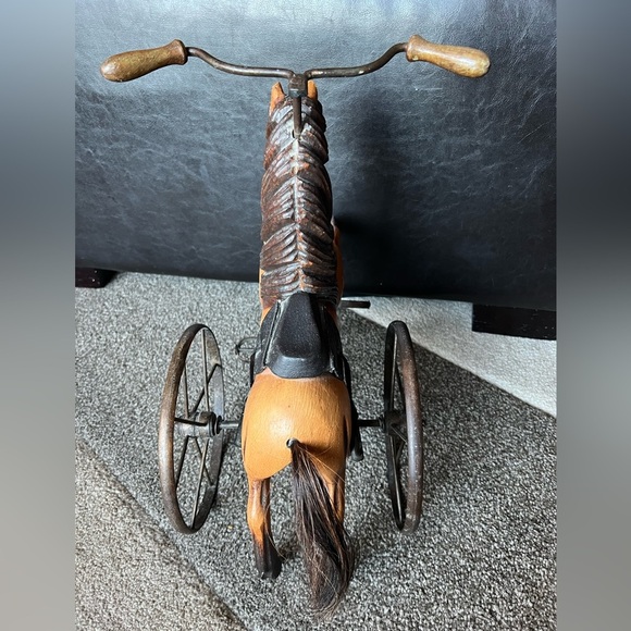 Rare Vintage Victorian 17” x15” Wood & Cast iron Horse Children’s Toy - Picture 5 of 11